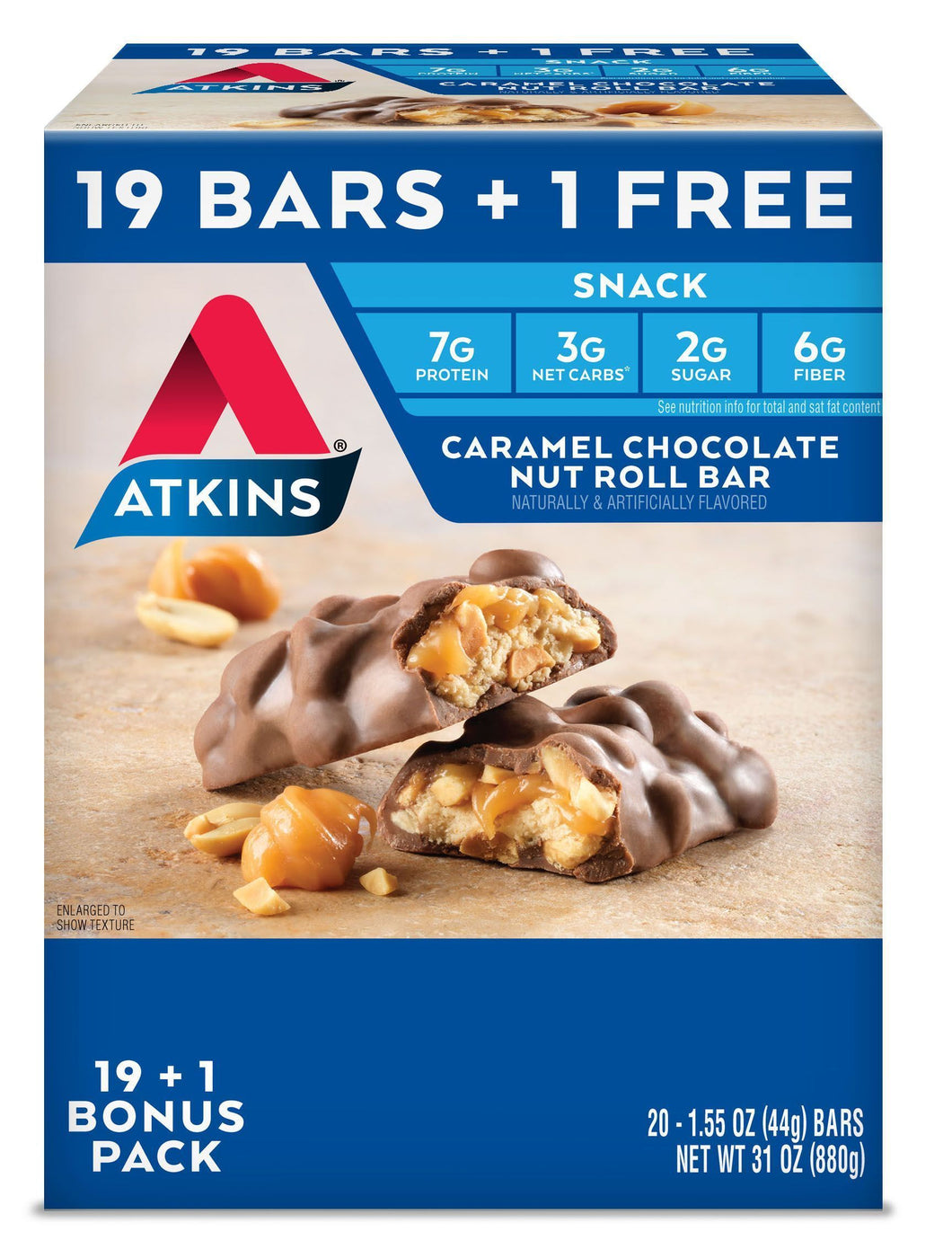 Caramel Chocolate Nut Roll Bar • 19 ct with 1 Bonus x 1.55 oz.