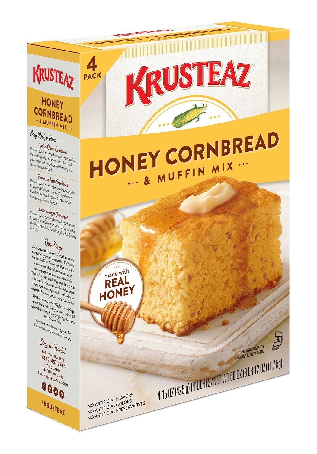 Natural Honey Cornbread and Muffin Mix • 60 oz