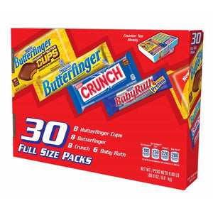 Crunch, Butterfinger, Butterfinger Cups, Baby Ruth Assorted Chocolate Bars • 30 ct