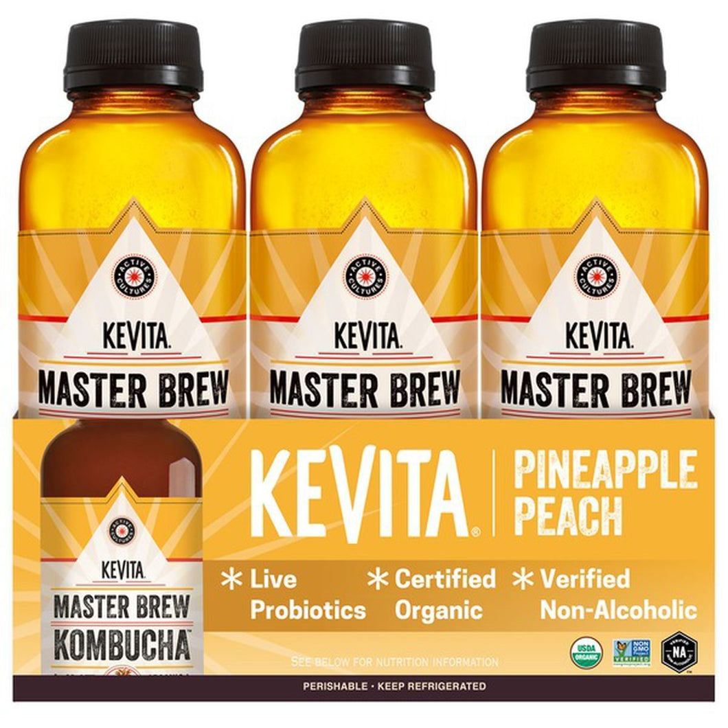 Organic Pineapple Peach Kombucha • 6 x 15.2 fl oz